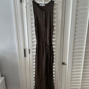 Zara Brown Button-Down Maxi Dress